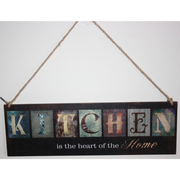 Kitchen Wall Decor Hanging "Kitchen is the heart of the home" Plaque Colorful - Picture 2 of 3